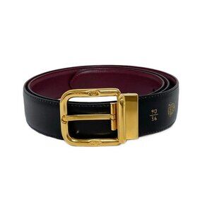 GUCCI - Black Gold Leather Hardware Belt 140-073025